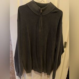 Men’s 1/4 Zip Lightweight Sweater-Black-Size XL